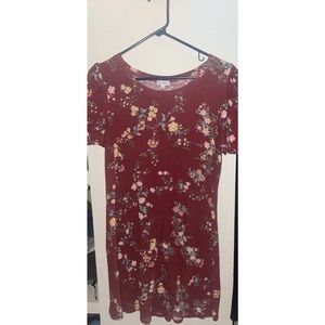 Maroon Dress with Flowers on it